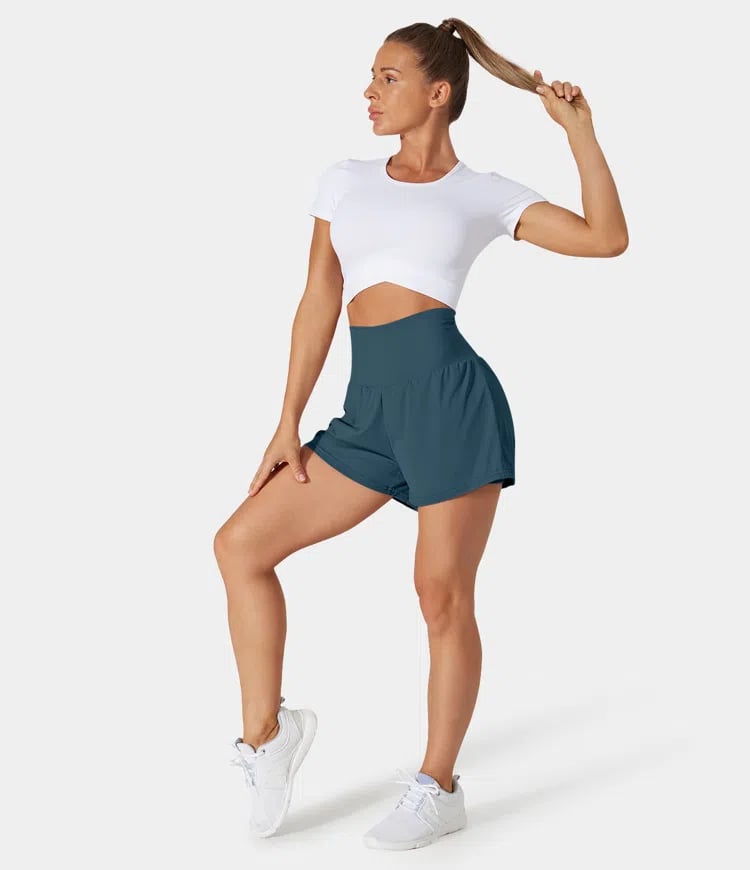 ✨️2025 New Hot Sales✨️High Waisted 2-in-1 Yoga Shorts & Side Pockets