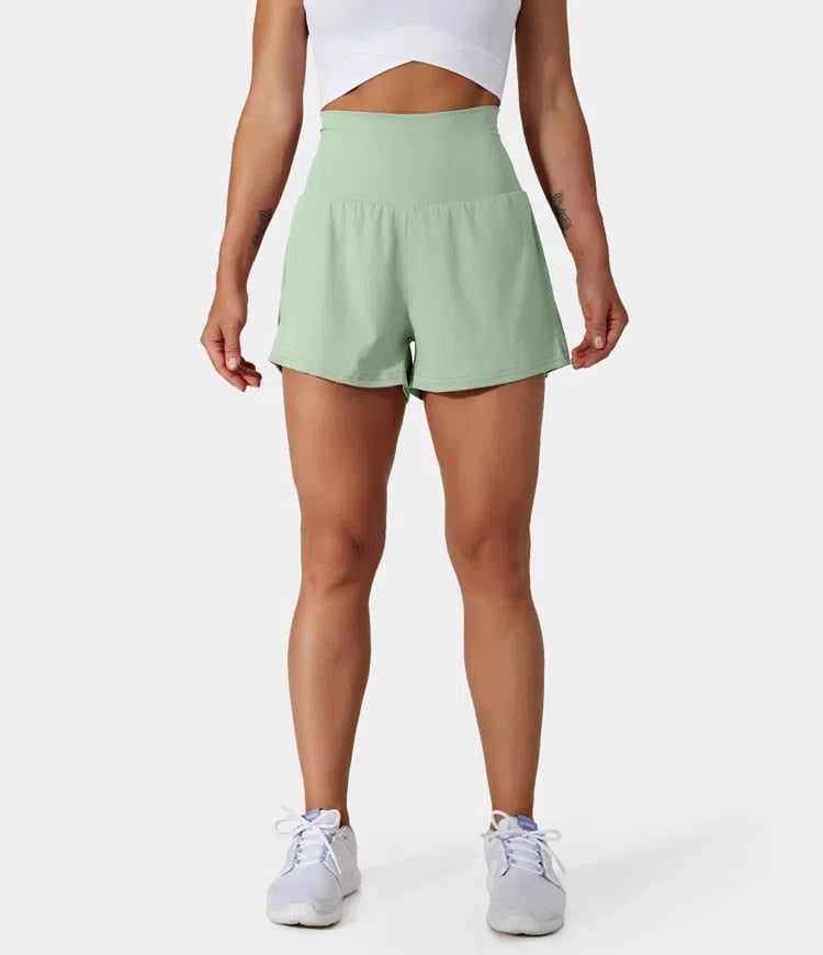✨️2025 New Hot Sales✨️High Waisted 2-in-1 Yoga Shorts & Side Pockets