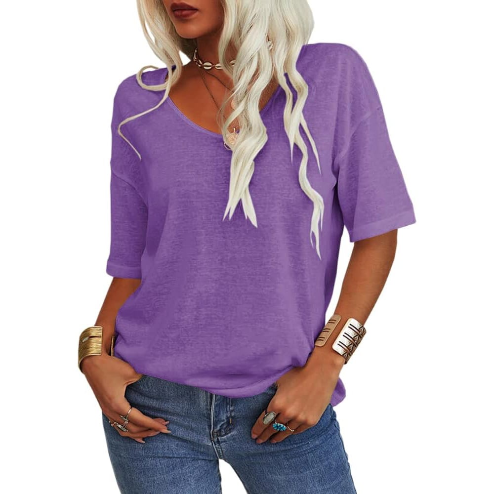 🔥This week's special price £14.99🔥Women's Solid Color V-Neck T-shirt