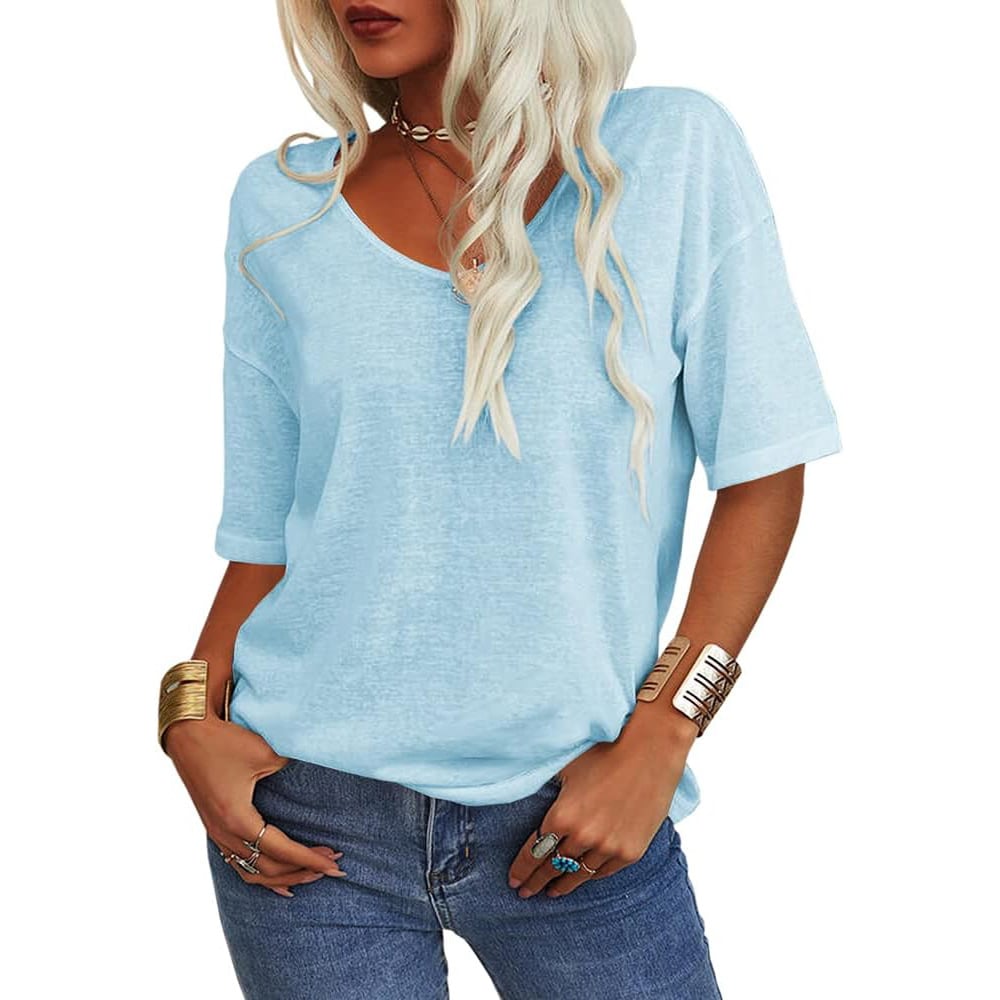 🔥This week's special price £14.99🔥Women's Solid Color V-Neck T-shirt