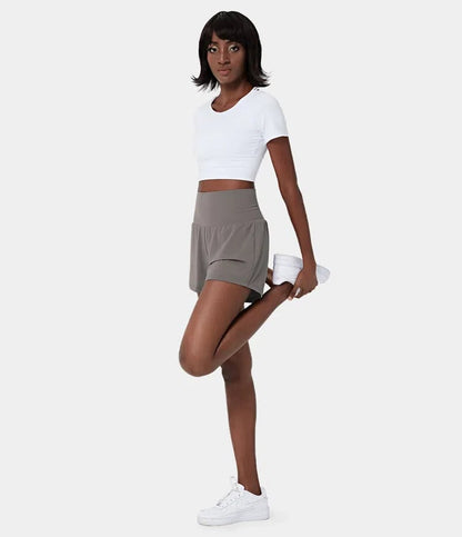 ✨️2025 New Hot Sales✨️High Waisted 2-in-1 Yoga Shorts & Side Pockets