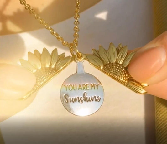 🔥🌞“You Are My Sunshine” Zonnebloem Ketting🌻(Dubbelzijdige gravure)