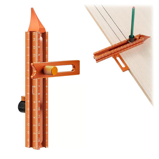 🧲 4-zijdige laserliniaal met magnetische waterpas en markeerfunctie | Multifunctionele aluminium liniaal voor houtbewerking