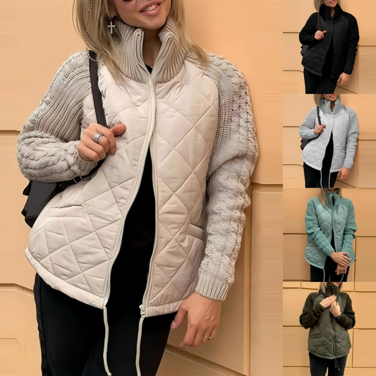 🎁Christmas sale☃️2025 New Women's Knit Patchwork Puffy Jacket