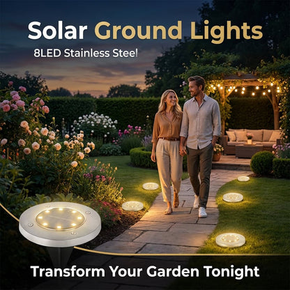 🔥 Hot sale 50% korting🔥 Roestvrijstalen grondlamp op zonne-energie met 8 LED-lampen