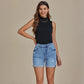 💖LAATSTE DAG UITVERKOOP 50% KORTING🩳Casual gescheurde denimshort voor dames, met hoge taille, verweerde look en omgeslagen zoom