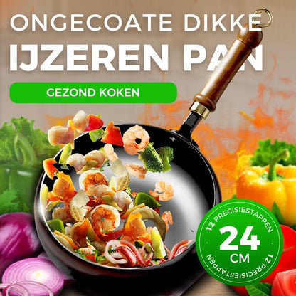 🔥Uitverkoop 58% UIT🔥Ongecoate Dikke IJzeren Pan