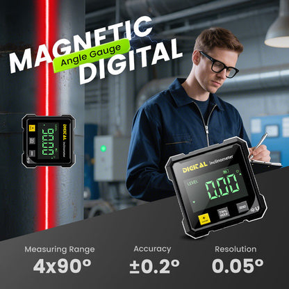 📐 NU 50% KORTING! 🔥 4-zijdige magnetische digitale hoekmeter - Laserprecisie en gebruik op meerdere oppervlakken, perfect voor houtbewerking en bouw ✨