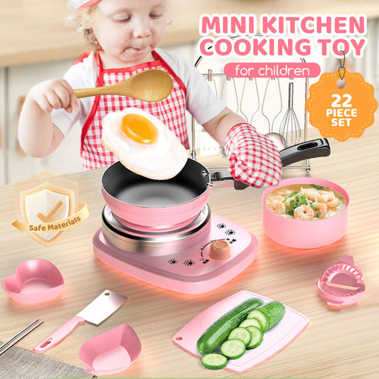 🎁[Beste cadeau voor kinderen]🍳Echt kookgerei voor kinderen Mini keukenspeelgoed - 22-delige set
