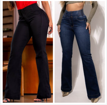 Stretch flare jeans met hoge taille