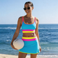 🌼Sportieve 3-delige bikiniset van nylon met kleurblokken en patchwork - Zwempak met hoge taille en buikcorrectie👙🌈