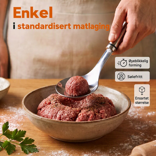 🎁 KJØP 1, FÅ 1 GRATIS – Kjøttbollemaker i rustfritt stål – glatt overflate – ergonomisk håndtak – for kjøttboller, fiskekaker og vegetarboller