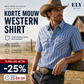 Ely Cattleman gestreept westernhemd met korte mouwen en drukknopen voor heren, herenoverhemden met functionele stof en zak, korte mouwen, klassiek, polyester