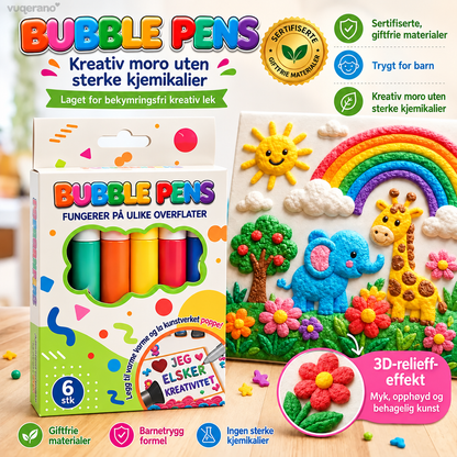 🎨 3D puffpenner for barn – 6 stk, magisk blekk som heves med varme. Perfekt julegave og kreativ moro! ✨🎁