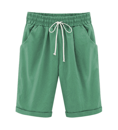 Elastische taille shorts in effen kleur voor grote maten