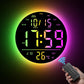 360° RGB LED digitale wandklok met muzieksynchronisatie | 10 inch groot antireflecterend scherm, Bluetooth automatische tijd, afstandsbediening, automatische dimfunctie en 15 kleurmodi (USB-voeding)
