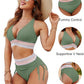 👙Hot Verkoop 50% Korting💃 Hoge Taille Buik Controle Kleur Blok De Bikini Inzetten