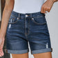 💖LAATSTE DAG UITVERKOOP 50% KORTING🩳Casual gescheurde denimshort voor dames, met hoge taille, verweerde look en omgeslagen zoom