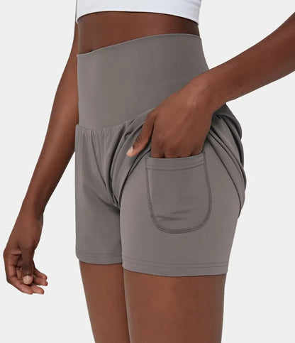 ✨️2025 New Hot Sales✨️High Waisted 2-in-1 Yoga Shorts & Side Pockets