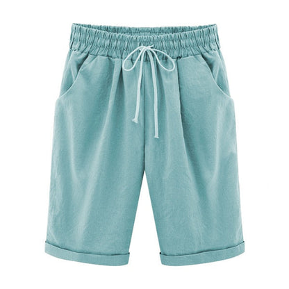 Elastische taille shorts in effen kleur voor grote maten