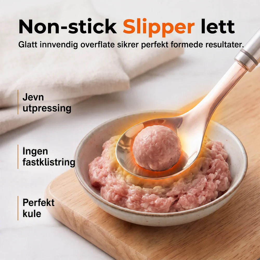 🎁 KJØP 1, FÅ 1 GRATIS – Kjøttbollemaker i rustfritt stål – glatt overflate – ergonomisk håndtak – for kjøttboller, fiskekaker og vegetarboller