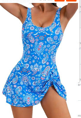 Blauw bloemenprint