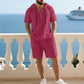 Premium tweedelig zomerpak voor heren | Casual shirt met korte mouwen + korte broek