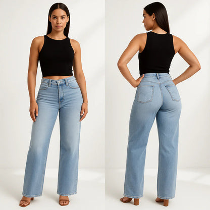 Vintage damesjeans met hoge taille en rechte pijpen 🔥 KOOP 2 EN ONTVANG GRATIS VERZENDING