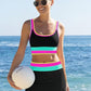 🌼Sportieve 3-delige bikiniset van nylon met kleurblokken en patchwork - Zwempak met hoge taille en buikcorrectie👙🌈
