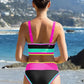 🌼Sportieve 3-delige bikiniset van nylon met kleurblokken en patchwork - Zwempak met hoge taille en buikcorrectie👙🌈