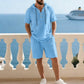Premium tweedelig zomerpak voor heren | Casual shirt met korte mouwen + korte broek