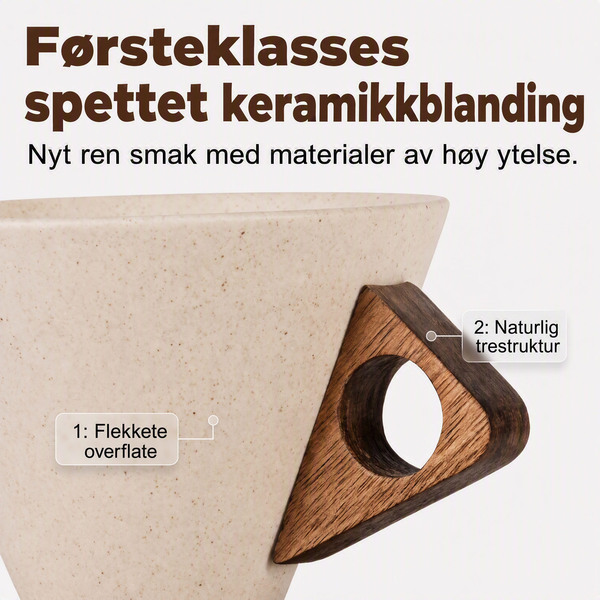 ☕ Håndlaget kaffekrus i keramikk – trehåndtak, matt glasur, 180ml. Unikt og rustikt!