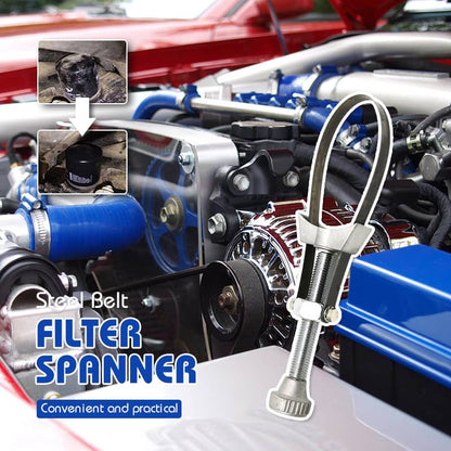 🌞Fris De Lente In Met 50% Korting!🔧Universele Stalen Bandfiltersleutel (tot 120mm) - Maximale Grip voor Auto, Sanitair & DIY - Onverwoestbaar & Antislip Design