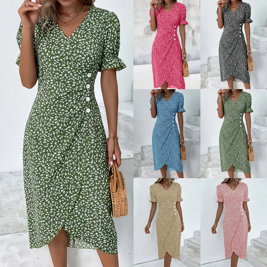 🌷50% OFF🍃Women's floral v-neck printed dress