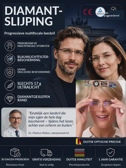 👓Kaderloze, ultralichte leesbril met diamantslijping🎁1 kopen, 1 gratis: 2 stuks in totaal