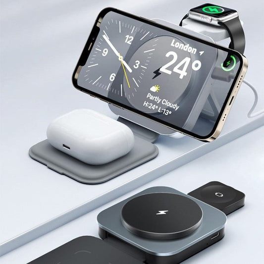 Three-In-One Foldable Magnetic Wireless Charging Stand