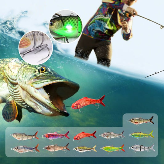 Multi-jointed robotic fishing lure with LED