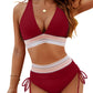 👙Hot Verkoop 50% Korting💃 Hoge Taille Buik Controle Kleur Blok De Bikini Inzetten