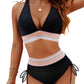 👙Hot Verkoop 50% Korting💃 Hoge Taille Buik Controle Kleur Blok De Bikini Inzetten