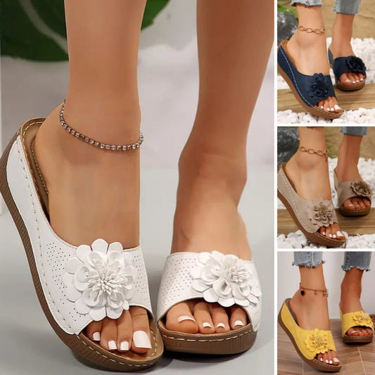 🎉Last day for limited time discounts🎉Women's Comfort Flower Slip-On Sandals（The more you buy, the higher the discount）