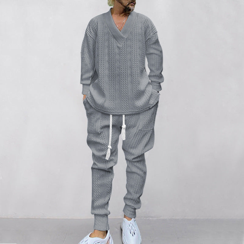 Heren 2-delige V-hals Baggy Sweatshirt en Joggingbroek Set