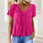 ✨Women's Casual Pleated V-Neck Short-Sleeve Top