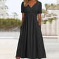 👗💙 50% KORTING! Alsof je een zomerbries in een jurk giet die je taille accentueert en je benen laat dansen! V-hals, korte mouwen, lange pasvorm – klaar voor strand, stad of terras.