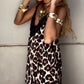 Women's V-neck Suspender Printed Hollow Casual Dress