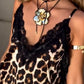 Women's V-neck Suspender Printed Hollow Casual Dress