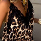 Women's V-neck Suspender Printed Hollow Casual Dress