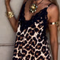 Women's V-neck Suspender Printed Hollow Casual Dress