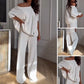 ⏳ Limited time 50% off! 💥 Casual One Shoulder Top & Pants Two Piece Set for Women（The more you buy, the higher the discount）
