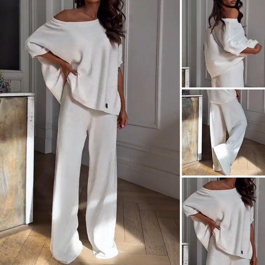 ⏳ Limited time 50% off! 💥 Casual One Shoulder Top & Pants Two Piece Set for Women（The more you buy, the higher the discount）