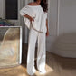 ⏳ Limited time 50% off! 💥 Casual One Shoulder Top & Pants Two Piece Set for Women（The more you buy, the higher the discount）